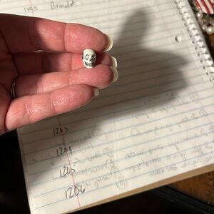 Small White Skull Bead Charm - Black Detailing 1265